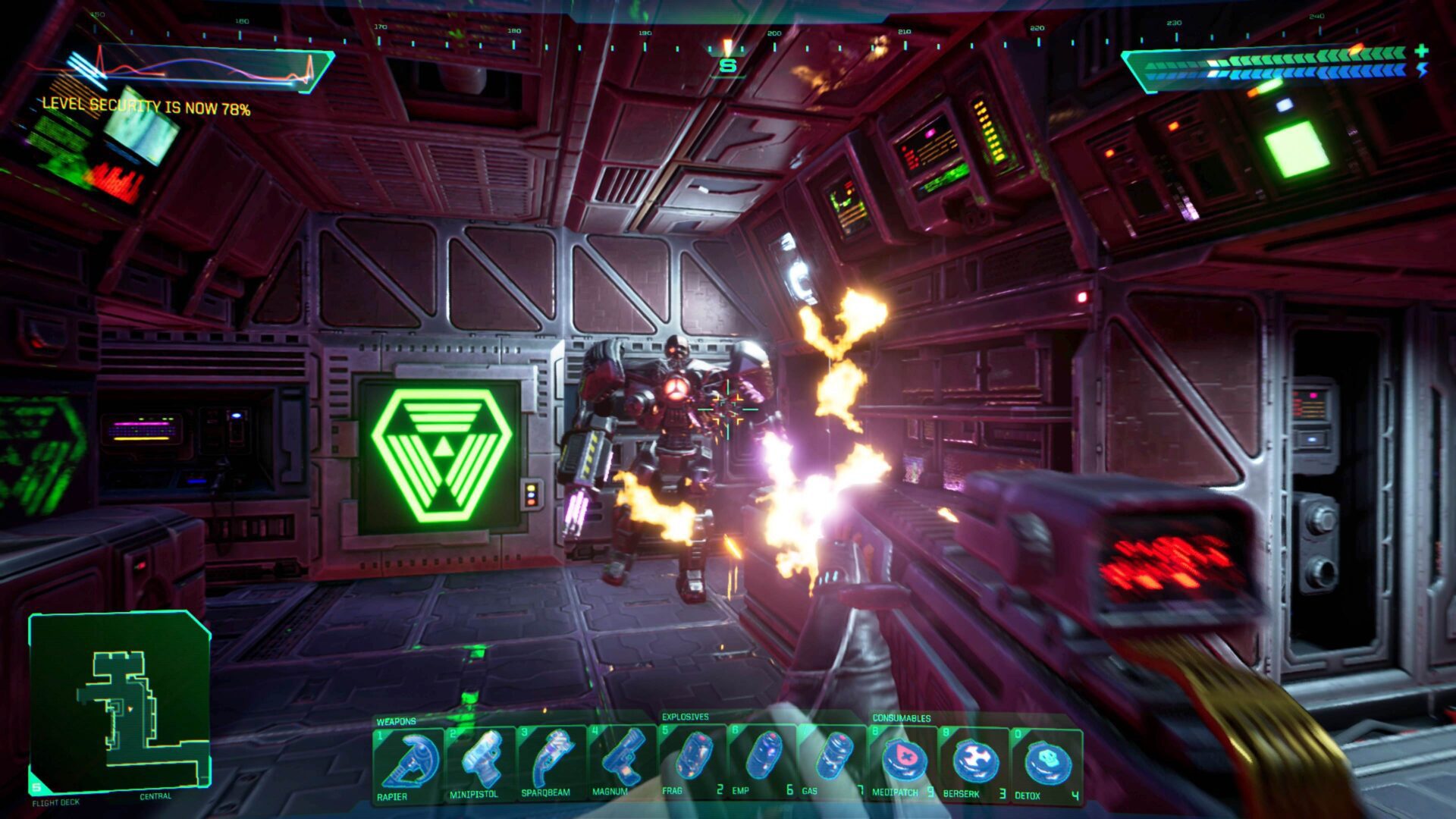 system shock gameplay fight with robot