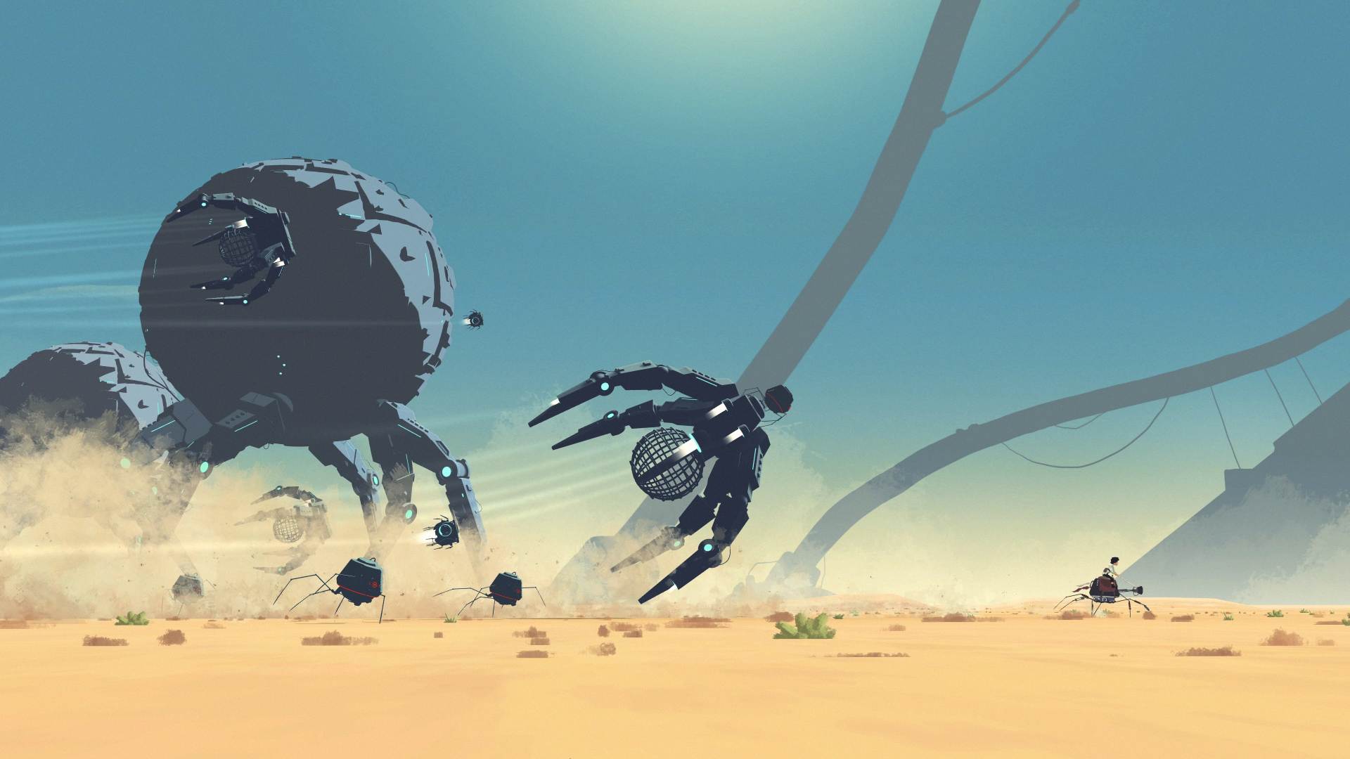 planet of lana gameplay, mechanical ships in the desert