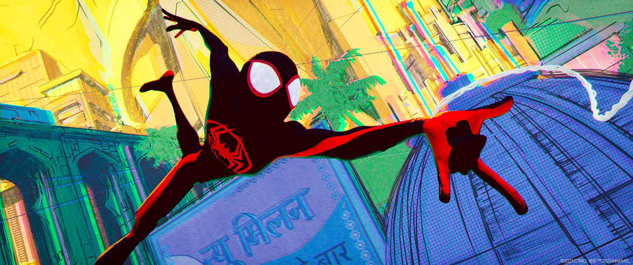Spider-Man: Across the Spider-Verse morales swinging